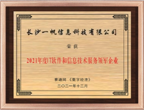 工信部2021年度IT軟件和信息技術服務領軍企業獎
